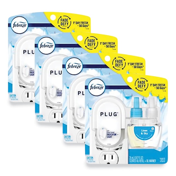 Febreze PLUG Air Freshener Warmer Start Kit, 6.54 x 2.99 x 5.98, Clear/White, 4PK 80336027 - main